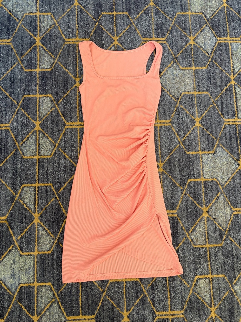 Sleeveless Ruched Coral Bodycon Dress - Women